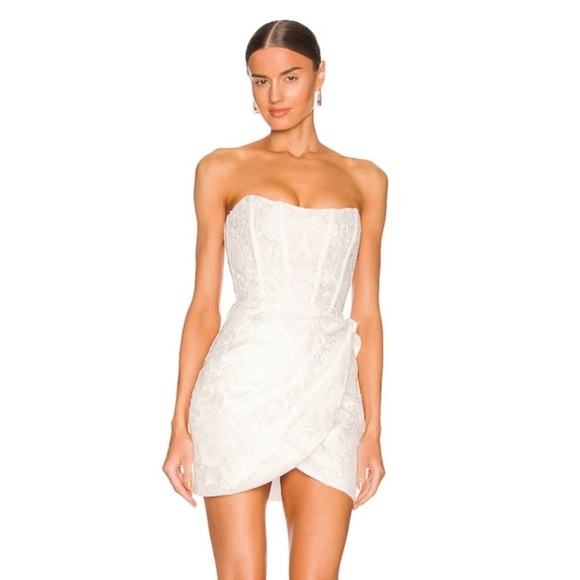 V. CHAPMAN Nigella Corset Side Wrap Mini Dress in Ivory - Picture 1 of 11